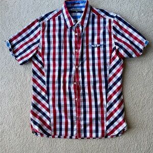 Ted Baker Red and Blue Plaid Button Down Shirt